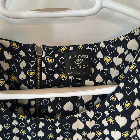 TOPSHOP | Kate Moss Collab Black and Silver Heart and Spades Sheath Mini Dress - Picture 2 of 9